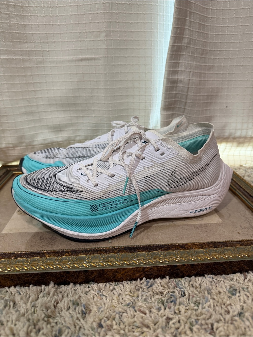 Nike wms 11 VaporFly ZoomX Next 2% white aurora green blue teal running shoes